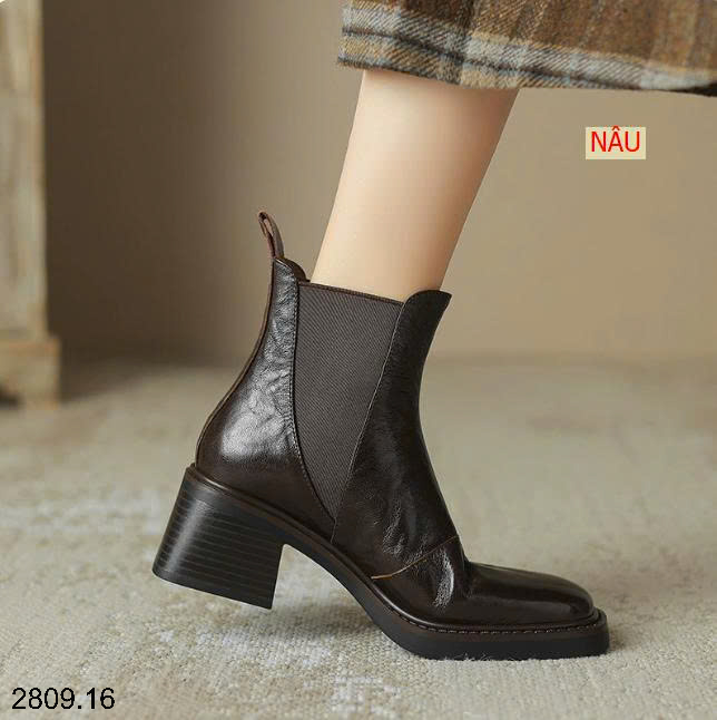 26HA2809.16 - GIÀY BỐT MARTIN CỔ NGẮN GÓT VUÔNG