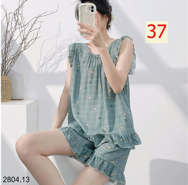 26HA2804.13 - BỘ LANH LỤA BA LỖ VIỀN BÈO CHO NỮ