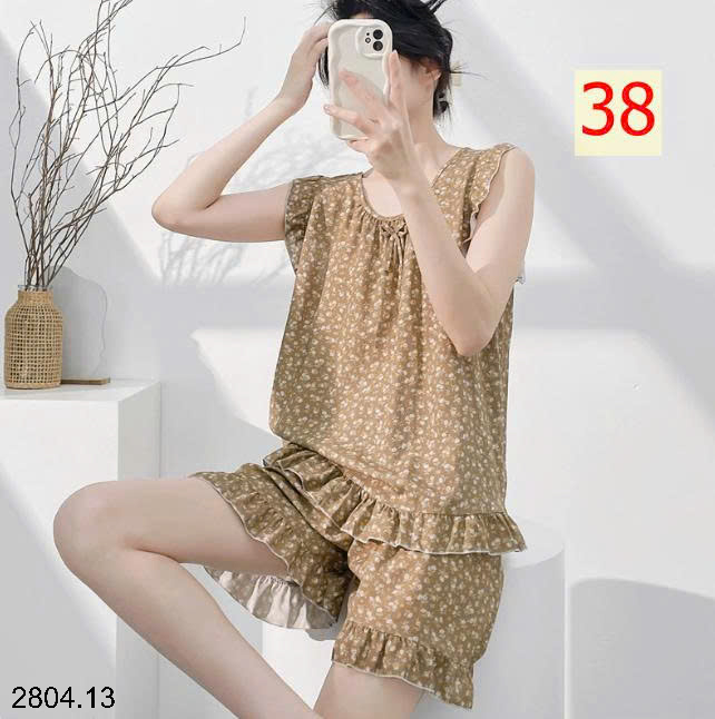 26HA2804.13 - BỘ LANH LỤA BA LỖ VIỀN BÈO CHO NỮ