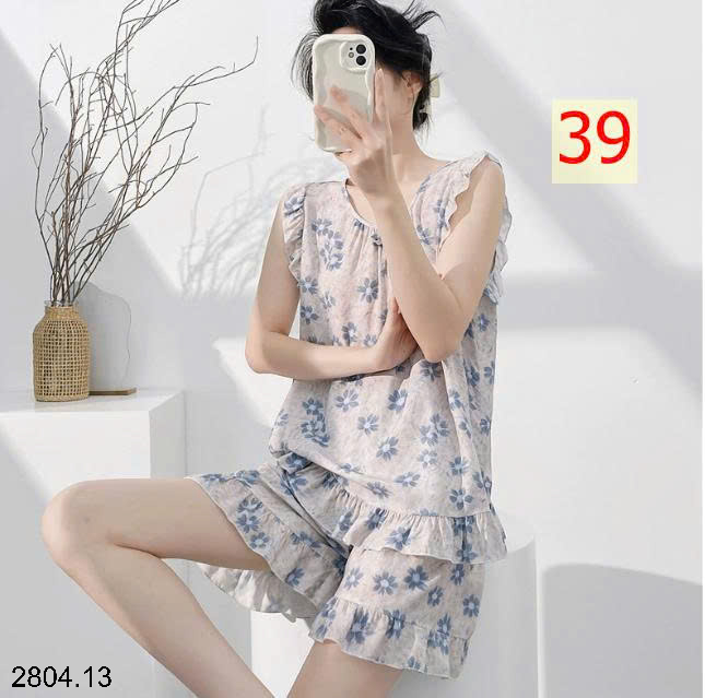 26HA2804.13 - BỘ LANH LỤA BA LỖ VIỀN BÈO CHO NỮ