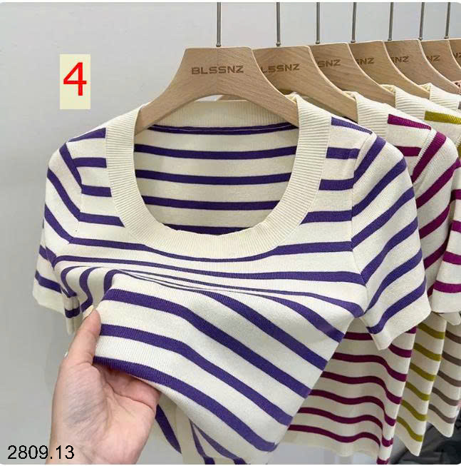 26HA2809.13 - ÁO LEN DỆT KIM TAY NGẮN CỔ VUÔNG