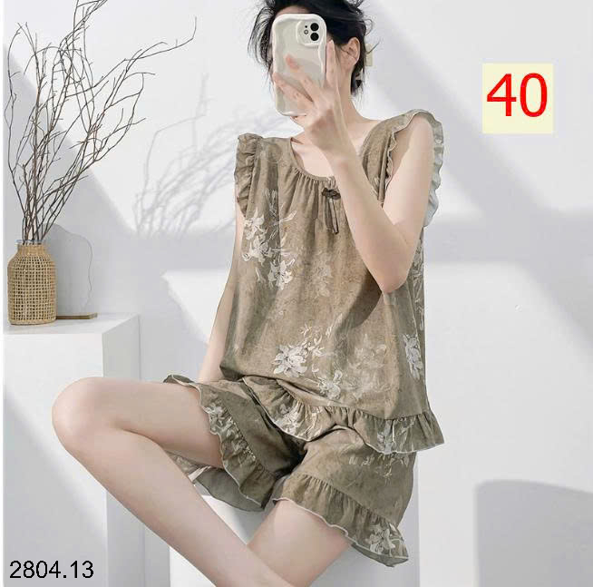 26HA2804.13 - BỘ LANH LỤA BA LỖ VIỀN BÈO CHO NỮ