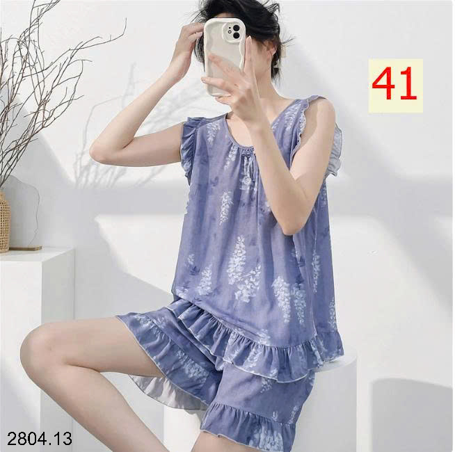 26HA2804.13 - BỘ LANH LỤA BA LỖ VIỀN BÈO CHO NỮ