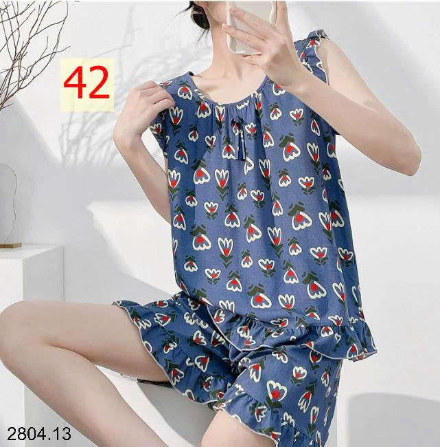 26HA2804.13 - BỘ LANH LỤA BA LỖ VIỀN BÈO CHO NỮ