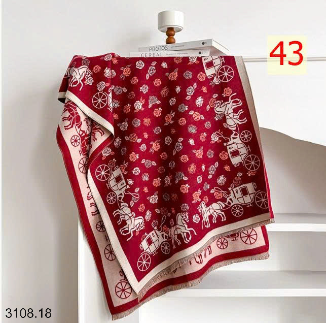 26HA3108.18 - KHĂN CHOÀNG CỔ CASHMERE GIẢ HỌA TIẾT BƯỚM
