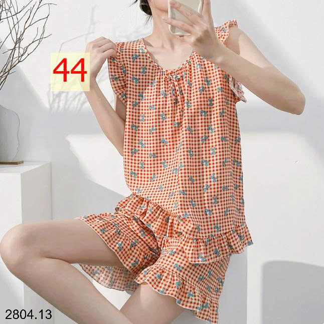 26HA2804.13 - BỘ LANH LỤA BA LỖ VIỀN BÈO CHO NỮ