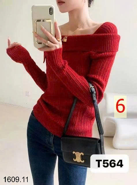 26HA1609.11 - ÁO DỆT KIM CỔ VẠT CHÉO THỜI TRANG