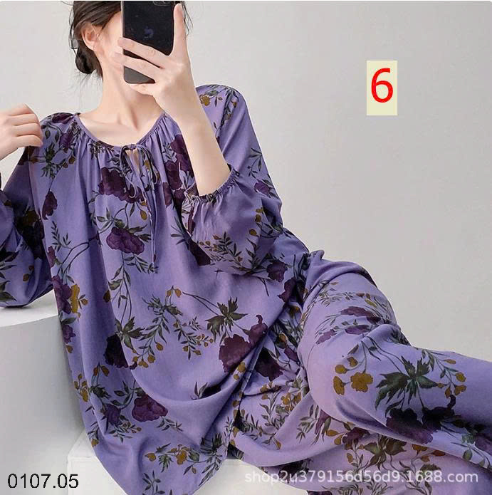 26HA0107.05 - BỘ LANH LỤA DÀI TAY CỔ TRÒN NỮ