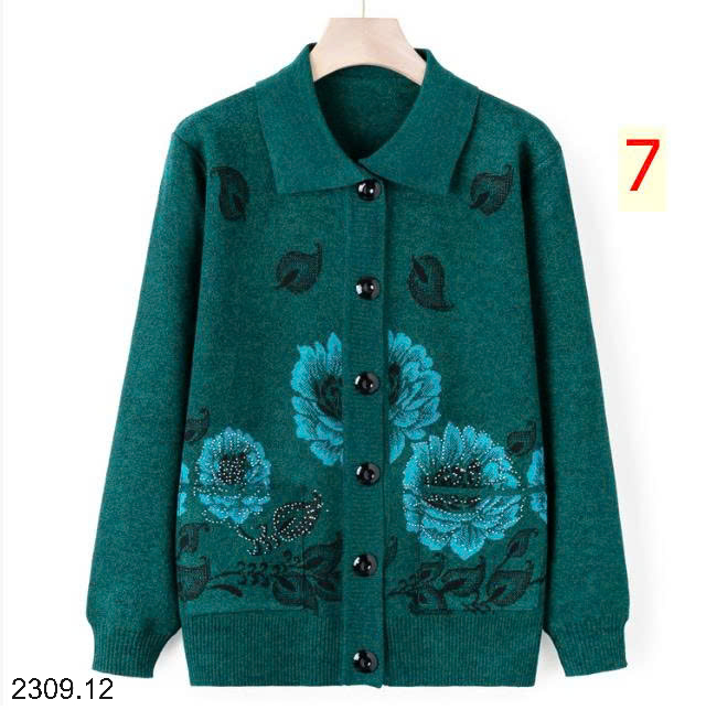 26HA2309.12 - ÁO LEN CARDIGAN HOA TÚI HÔNG TRUNG NIÊN