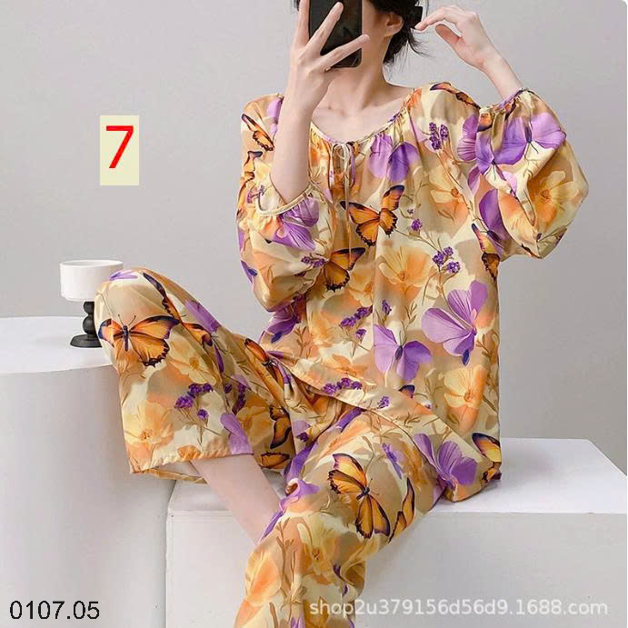 26HA0107.05 - BỘ LANH LỤA DÀI TAY CỔ TRÒN NỮ
