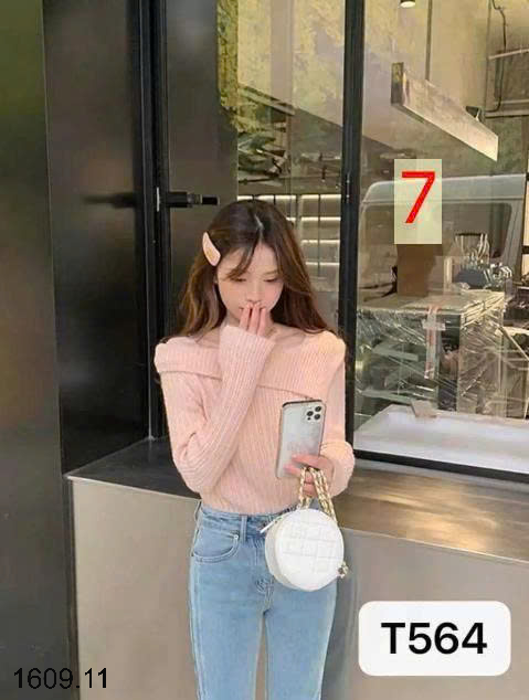 26HA1609.11 - ÁO DỆT KIM CỔ VẠT CHÉO THỜI TRANG