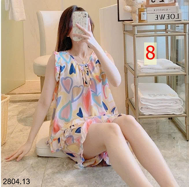 26HA2804.13 - BỘ LANH LỤA BA LỖ VIỀN BÈO CHO NỮ