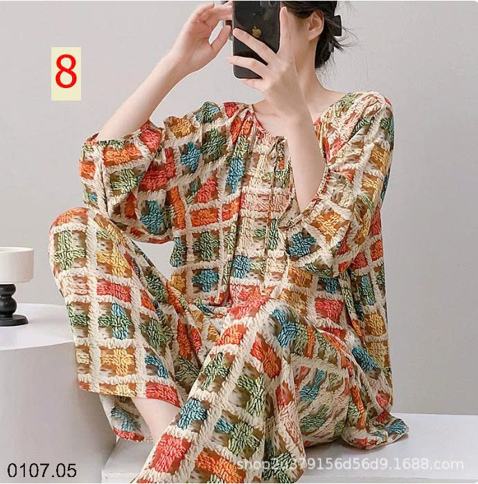 26HA0107.05 - BỘ LANH LỤA DÀI TAY CỔ TRÒN NỮ