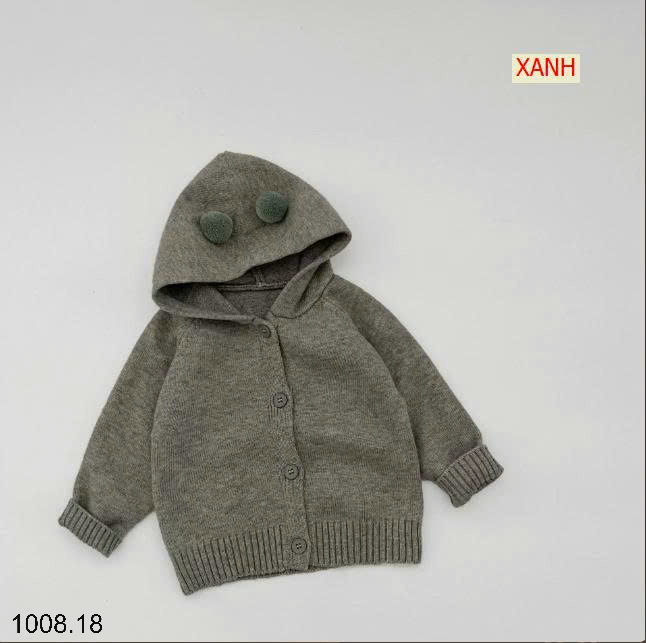 26HA1008.18 - ÁO KHOÁC LEN CÓ MŨ SIZE NHÍ CHO BÉ
