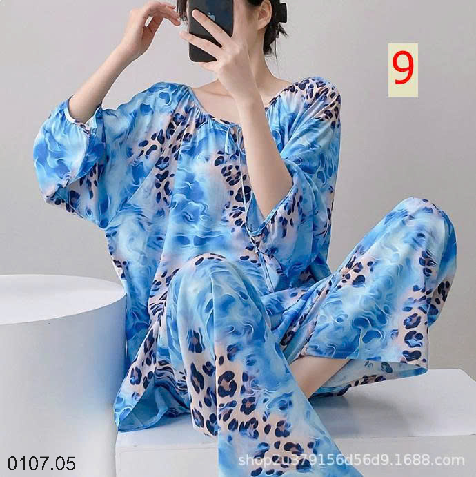 26HA0107.05 - BỘ LANH LỤA DÀI TAY CỔ TRÒN NỮ