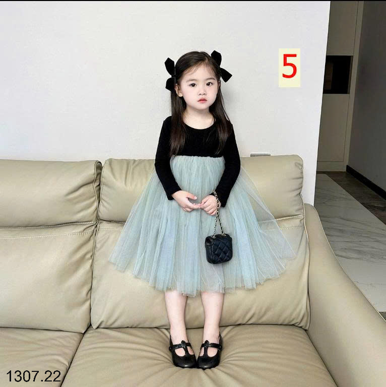 26HA1307.22 - VÁY DÀI TAY PHA VOAN BÉ GÁI