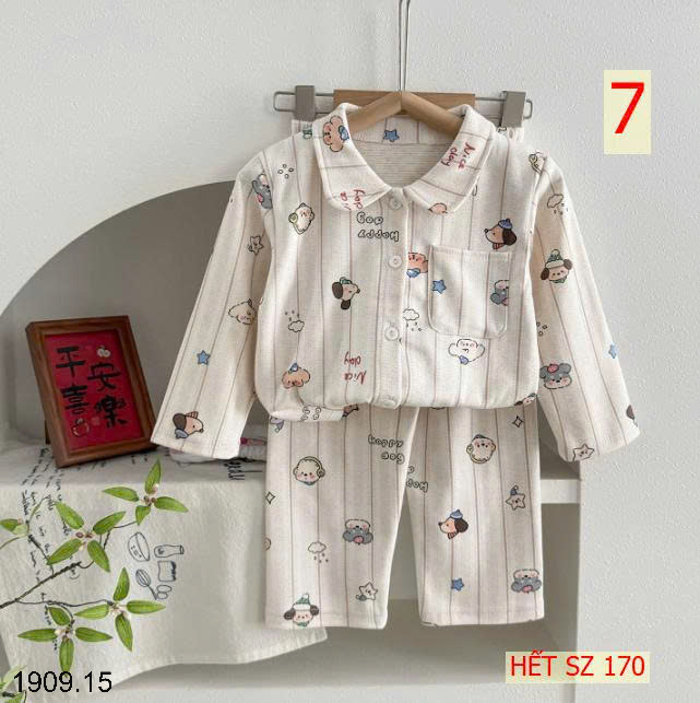 26HA1909.15 - BỘ PIZAMA NỈ KẺ CHO BÉ YÊU