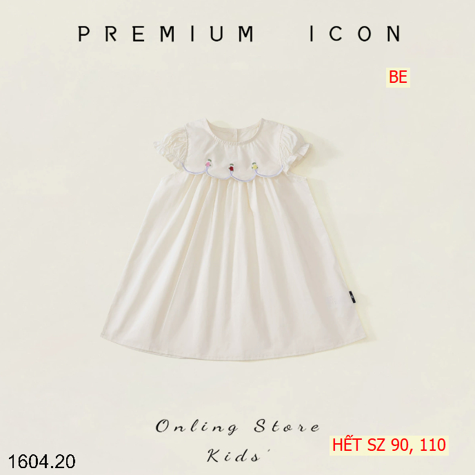 26HA1604.20 - VÁY BÉ GÁI CỔ THUYỀN THÊU HOA PREMIUM