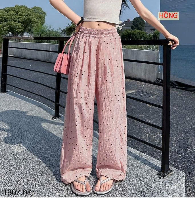 26HA1907.07 - QUẦN DÀI ỐNG RỘNG CHẤM BI BÉ GÁI