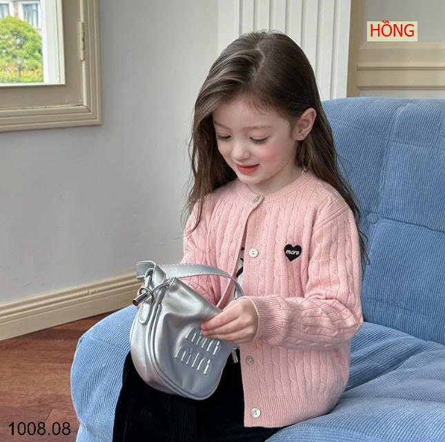 26HA1008.08 - ÁO LEN CARDIGAN HÌNH TIM BÉ GÁI