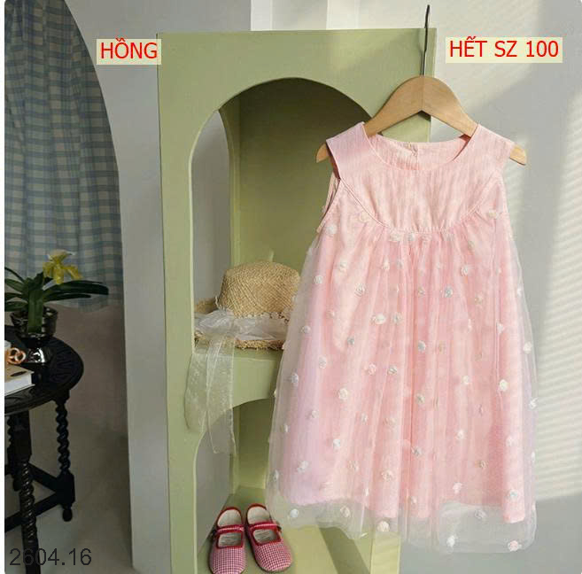 26HA2604.16 - VÁY SÁT NÁCH THÊU HOA HỒNG BG