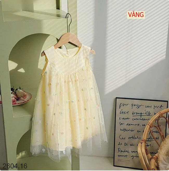 26HA2604.16 - VÁY SÁT NÁCH THÊU HOA HỒNG BG