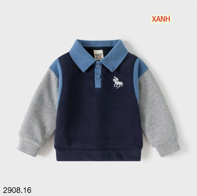26HA2908.16 - ÁO NỈ THU ĐÔNG WELLKIDS CỔ POLO BÉ TRAI