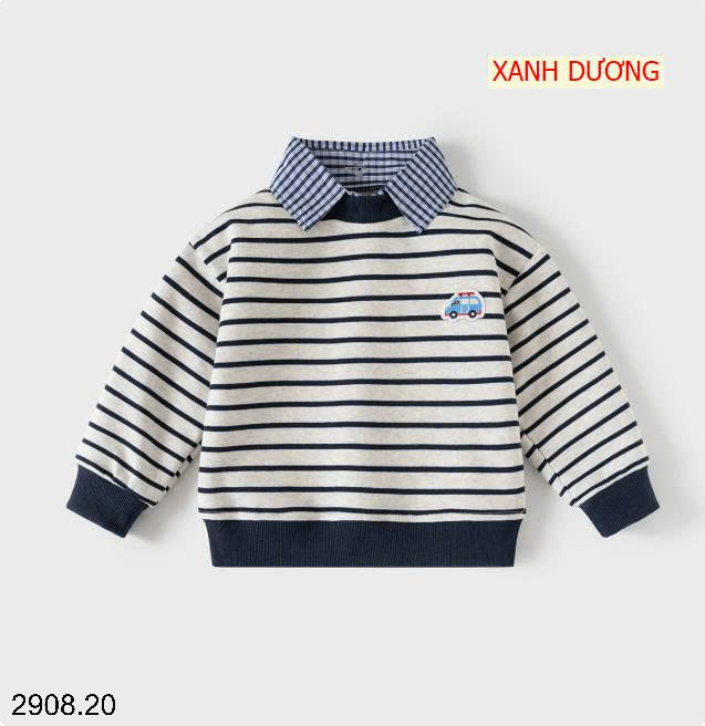26HA2908.20 - ÁO NỈ KẺ CỔ SƠ MI WELLKIDS
