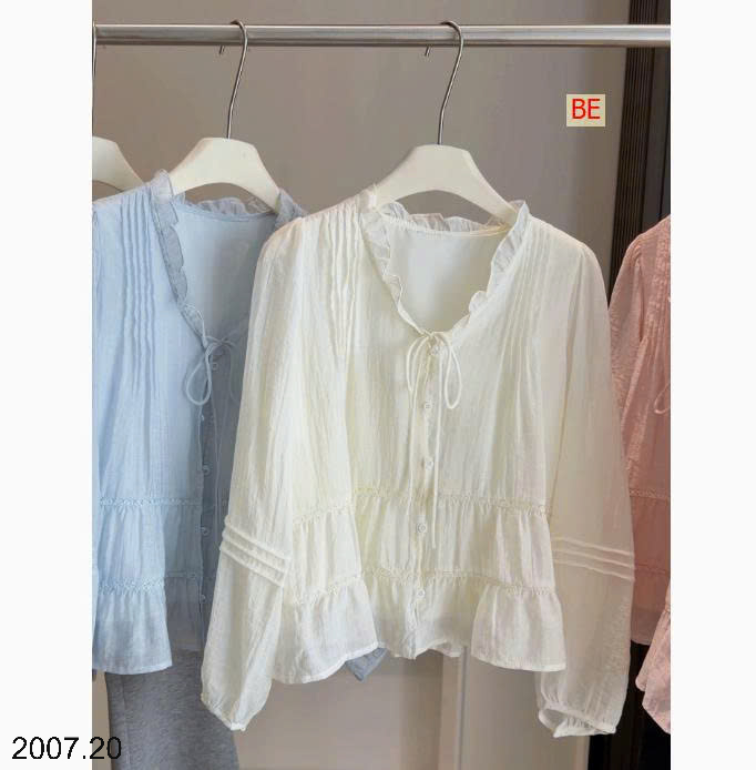 26HA2007.20 - ÁO SƠ MI VIỀN BÈO ANNA
