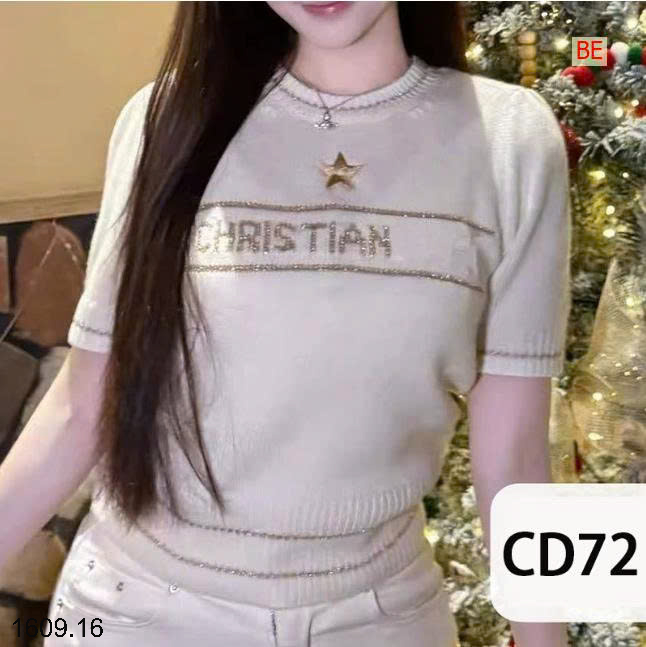 26HA1609.16 - ÁO DỆT KIM NGẮN TAY HAI MÀU CHRISTIAN