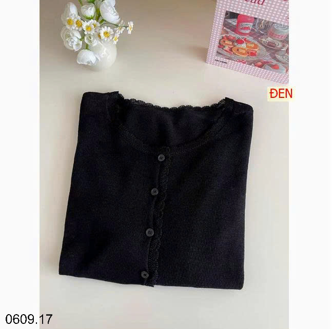 26HA0609.17 - ÁO LEN CARDIGAN MỎNG VIỀN BÈO