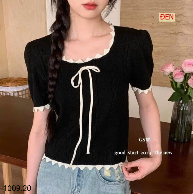 26HA1009.20 - ÁO LEN DỆT KIM CỘC TAY NỮ