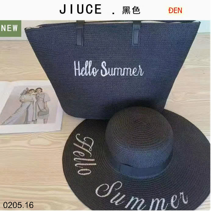 26HA0205.16 - SET TÚI KÈM MŨ ĐI BIỂN NHÀ JIUCE