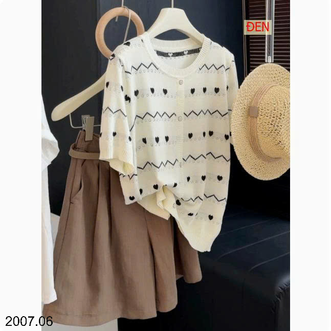 26HA2007.06 - ÁO LEN CÚC GIỮA NGẮN TAY ANNA