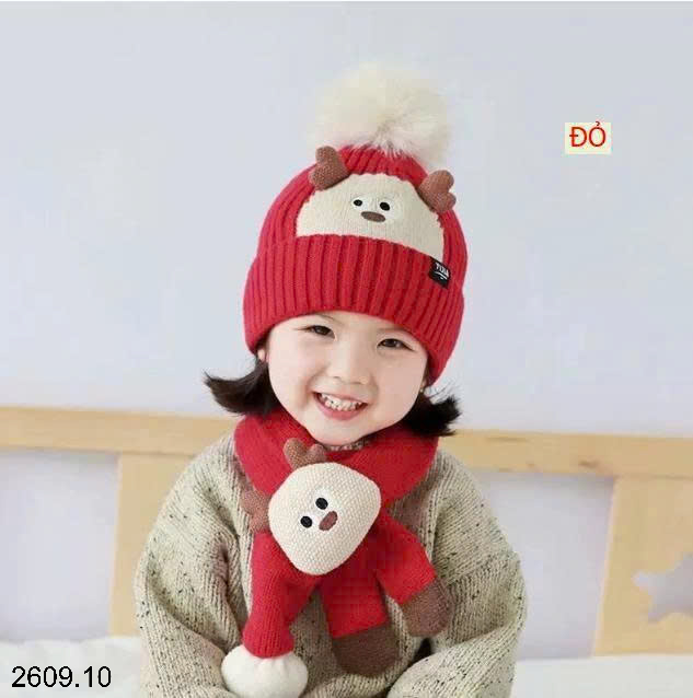 26HA2609.10 - SET MŨ KÈM KHĂN CHO BÉ