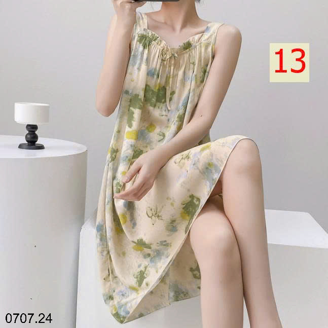 26HA0707.24 - VÁY LANH LỤA HAI DÂY MẶC NHÀ