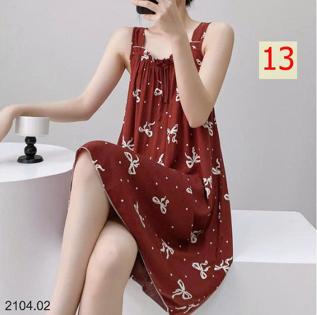 26HA2104.02 - VÁY LANH LỤA HAI DÂY BẢN TO