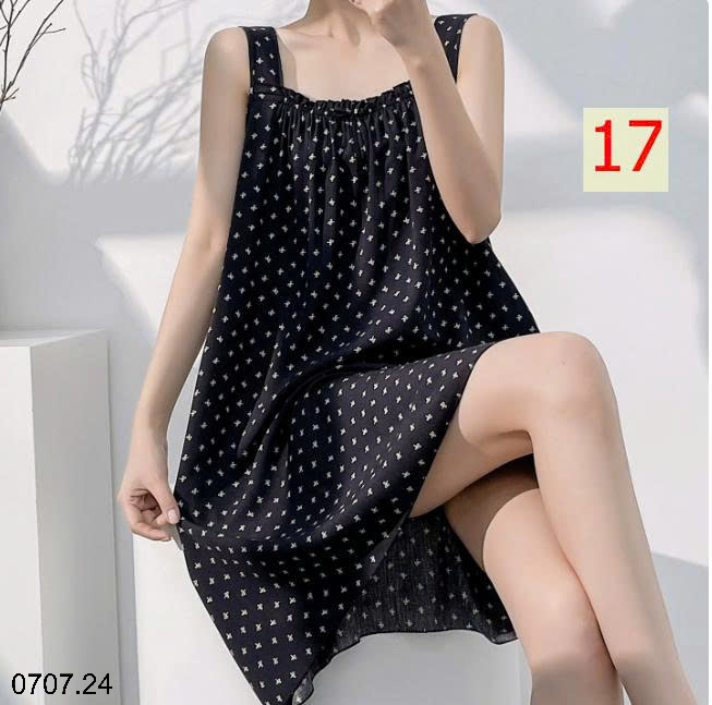 26HA0707.24 - VÁY LANH LỤA HAI DÂY MẶC NHÀ