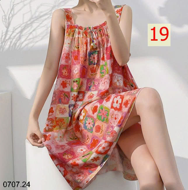 26HA0707.24 - VÁY LANH LỤA HAI DÂY MẶC NHÀ