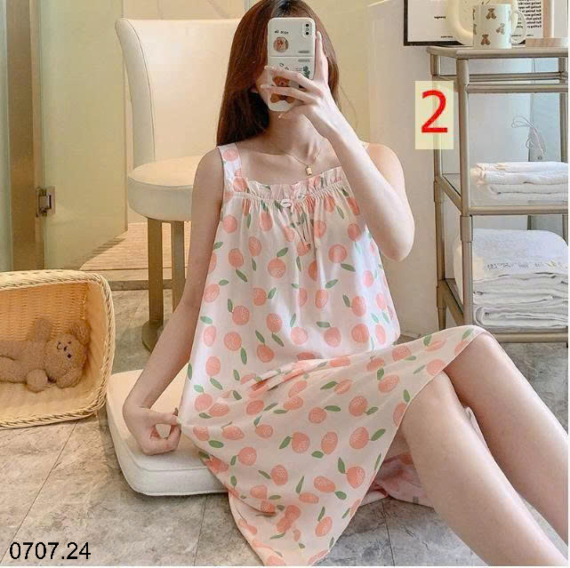 26HA0707.24 - VÁY LANH LỤA HAI DÂY MẶC NHÀ