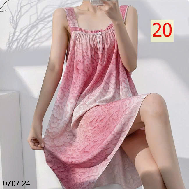26HA0707.24 - VÁY LANH LỤA HAI DÂY MẶC NHÀ