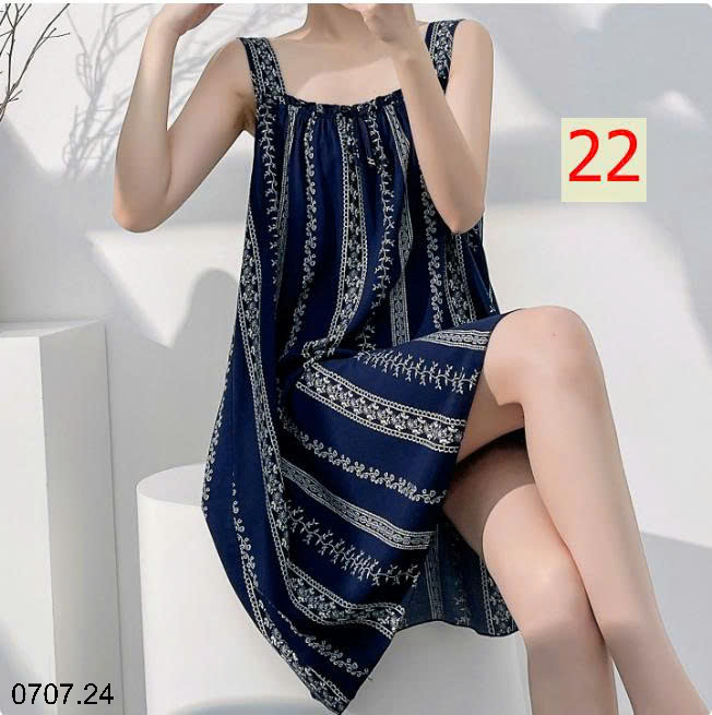 26HA0707.24 - VÁY LANH LỤA HAI DÂY MẶC NHÀ