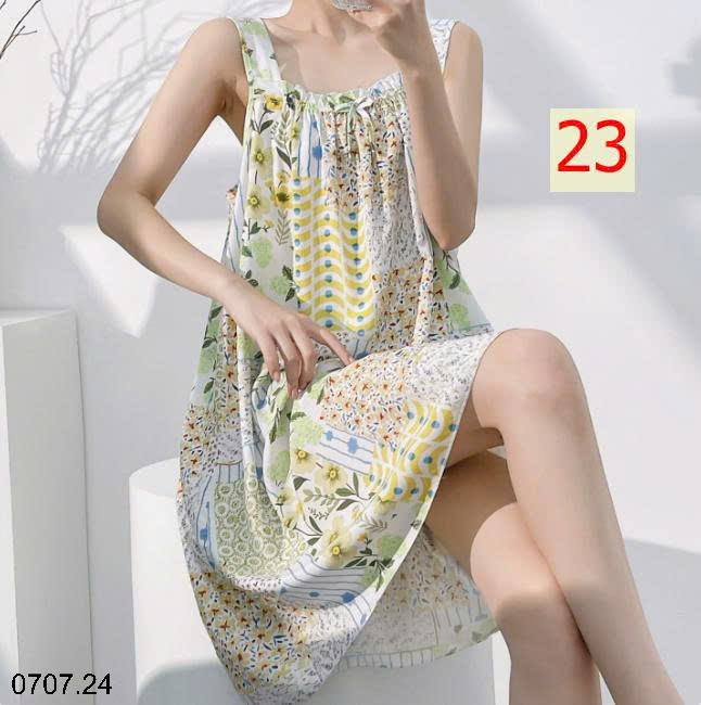 26HA0707.24 - VÁY LANH LỤA HAI DÂY MẶC NHÀ