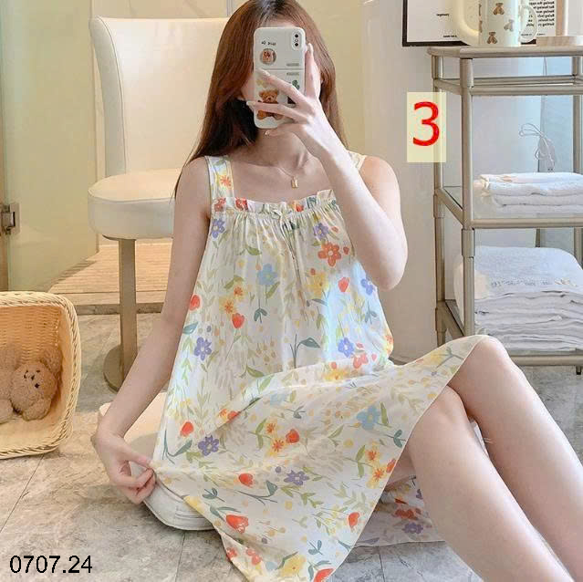 26HA0707.24 - VÁY LANH LỤA HAI DÂY MẶC NHÀ