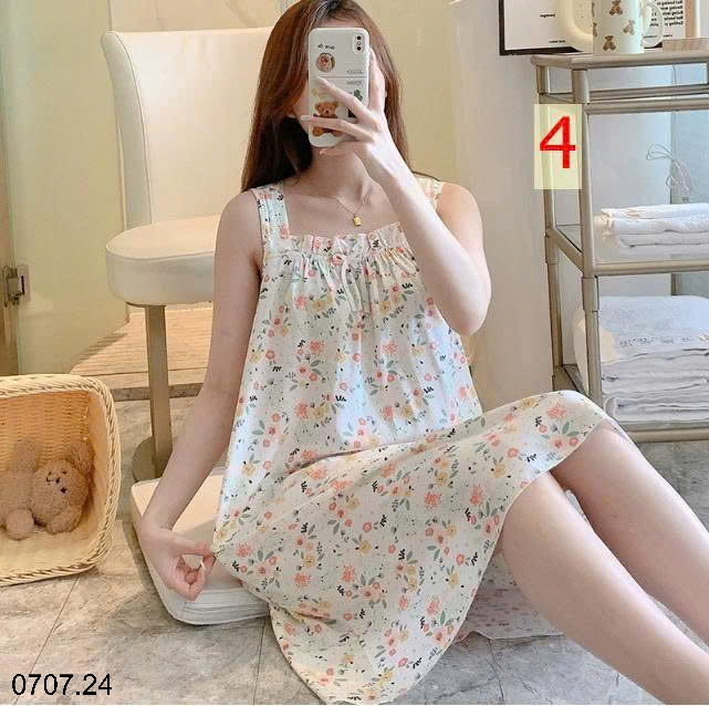 26HA0707.24 - VÁY LANH LỤA HAI DÂY MẶC NHÀ