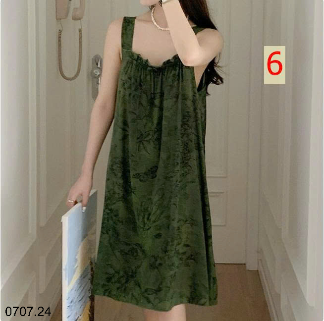 26HA0707.24 - VÁY LANH LỤA HAI DÂY MẶC NHÀ