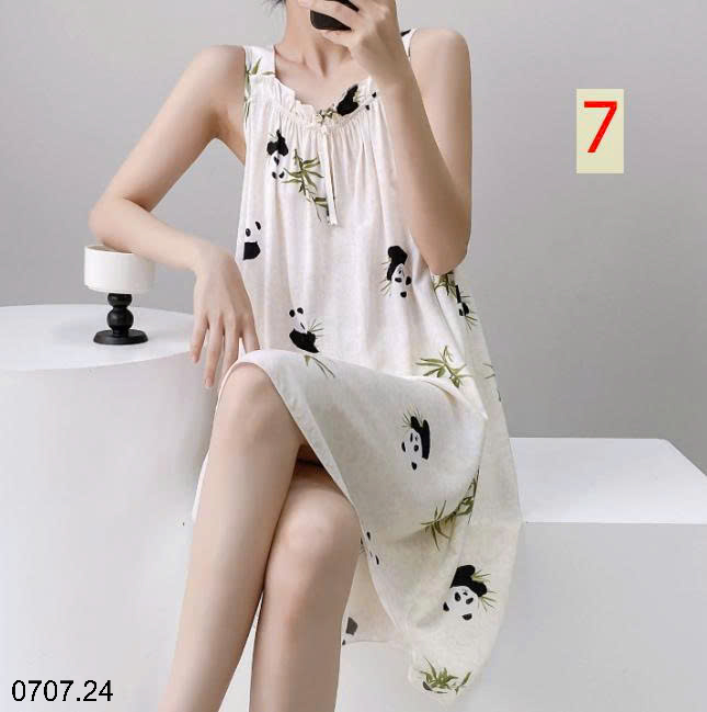 26HA0707.24 - VÁY LANH LỤA HAI DÂY MẶC NHÀ