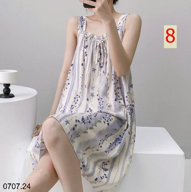 26HA0707.24 - VÁY LANH LỤA HAI DÂY MẶC NHÀ