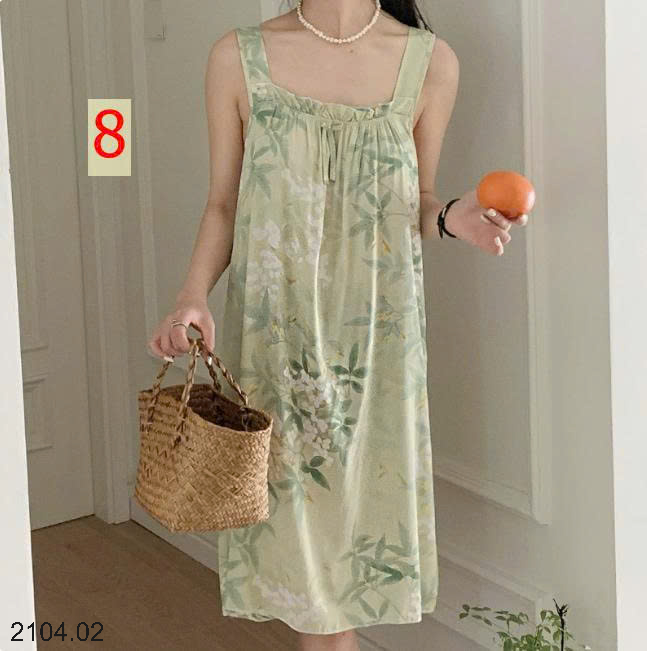 26HA2104.02 - VÁY LANH LỤA HAI DÂY BẢN TO