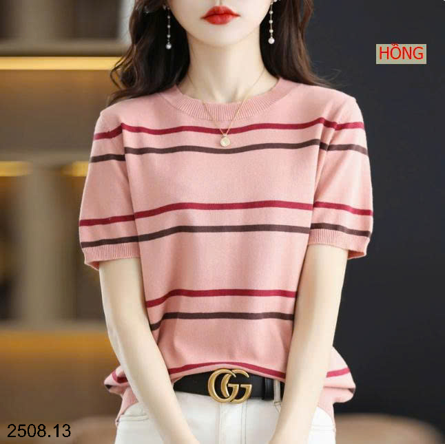 26HA2508.13 - ÁO LEN KẺ CỘC TAY MONGTEGHI NỮ